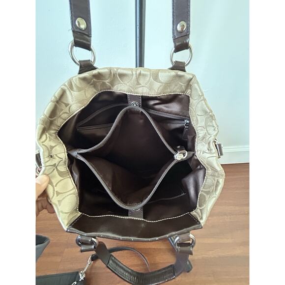 Coach Y2K Ashley Carryall Shoulder Bag Brown F15510 CC Logo Leather Canvas Read - Picture 3 of 10